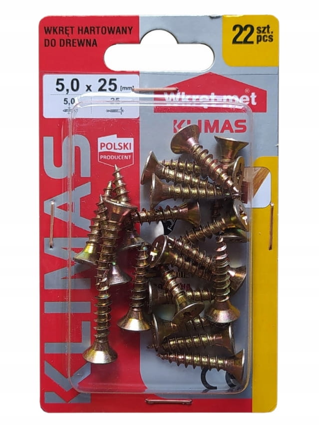 Hardened wood screws 5x25mm 22pcs PZ2 gold