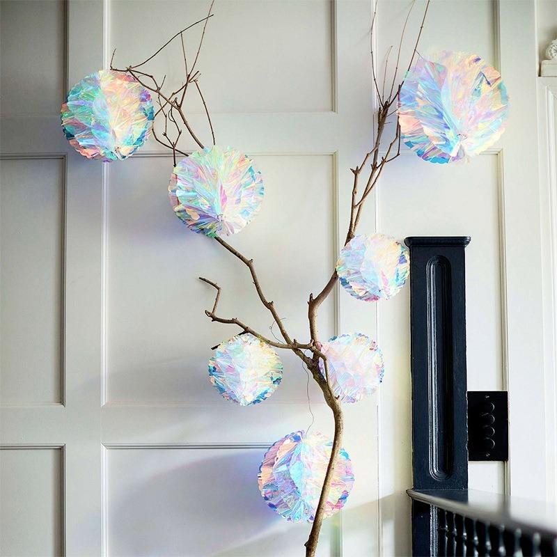 Fantasy Snowflake Honeycomb Ball Hanging Ice and Snow Christmas Tree Pendant Colorful Christmas Spring Festival Decoration Party