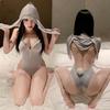 Sexy underwear Sexy bunny uniform No-take-off small-breasted pajamas Show hip temptation Cute backless hooded clothes