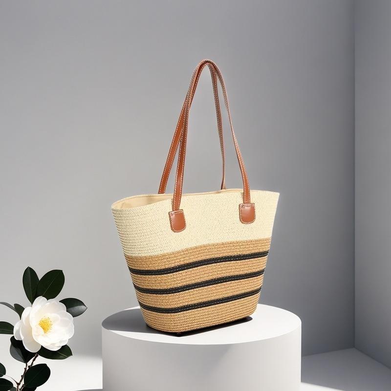 Strohtasche Damen Sommerwind neu Strand Meerseite Outdoor Urlaub Großraum Schultertasche