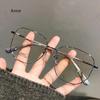 Women Fake Glasses Anti-blue Light Large Frame Glasses Transparent Lens Metal Frame Oversize Eyeglasses UV400 Protection Eyewear