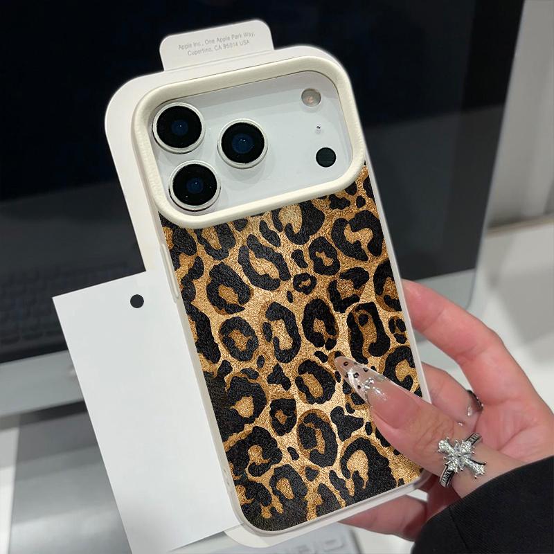Leopard Patterned Phone Case For iPhone 17e 17 Pro Max 16 15 14 13 Pro Max 16e 11 Shockproof Soft TPU Leather Texture Back Cover