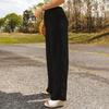 Women's Trousers Solid Color Casual Pocket Loose Elastic Waist Strap Cotton Linen Straight Trousers
