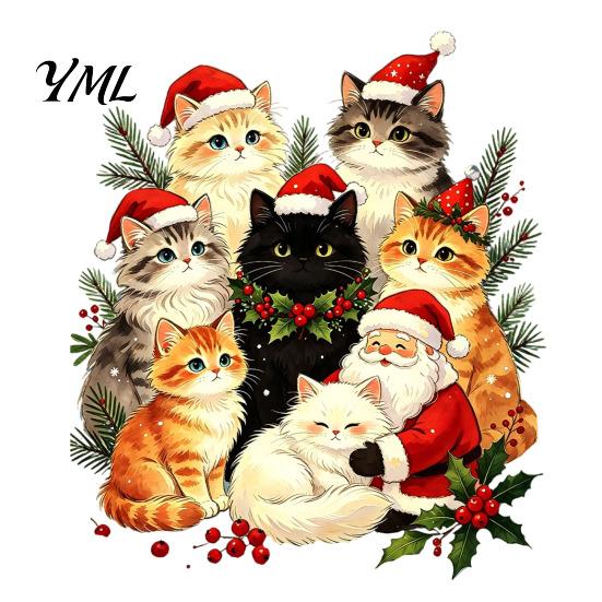 Christmas Window Clings Cat Static Cling Decal, Waterproof PVC Festive Sticker, Reusable Glass Stickers Easy Apply Decorative for Home Living