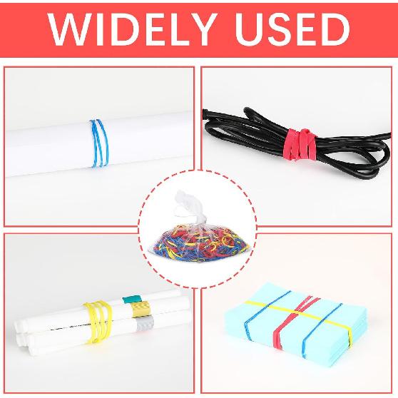 405 Pcs Assorted Size Rubber Bands 0.68lbs Elastic Colored Rubber Bands for Office Supplies Rubberbands Bulk Mix Colors and Size with bag,Red (3-1/2