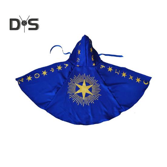 

Детский накидка на Хэллоуин унисекс со звездным принтом, капюшон, шнуровка, ведьма, костюм для косплея, пончо для вечеринки, гадость или жизнь S синий