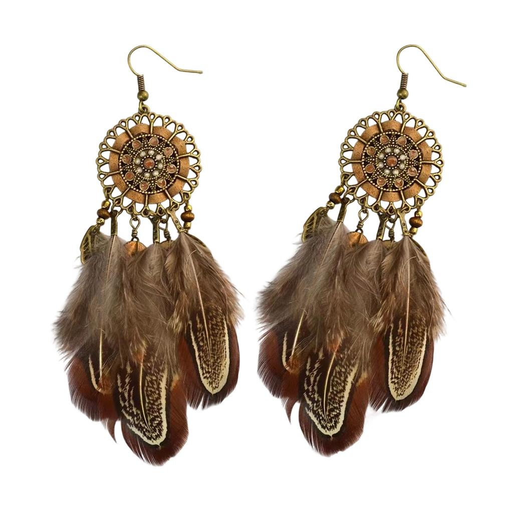 Stylish Dangle Earrings Bohemian Jewelry Daily Wear Accessory Tassels Earrings Feather Texture for Fashion Outfits
