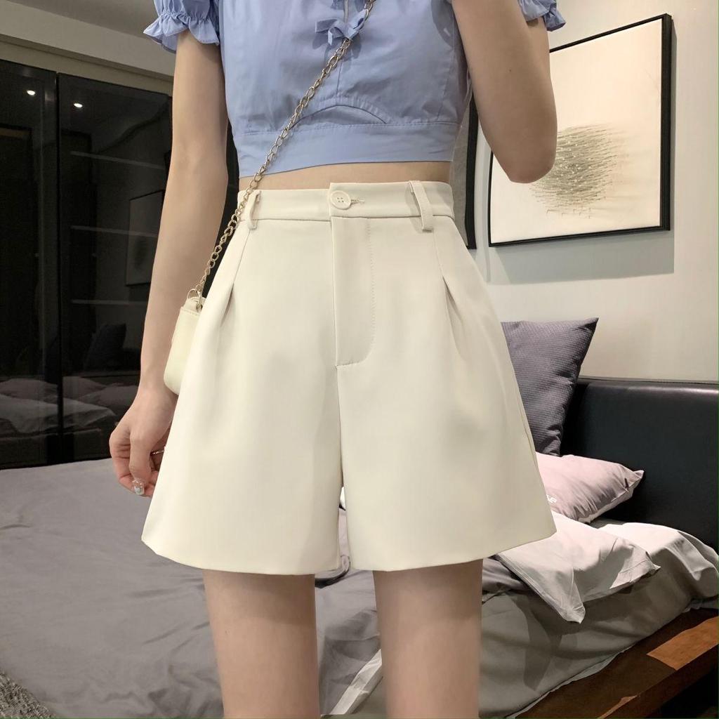 Women's High Waist Black Casual A-line Summer Sports Shorts - Loose Fit, Wide Leg, 2026