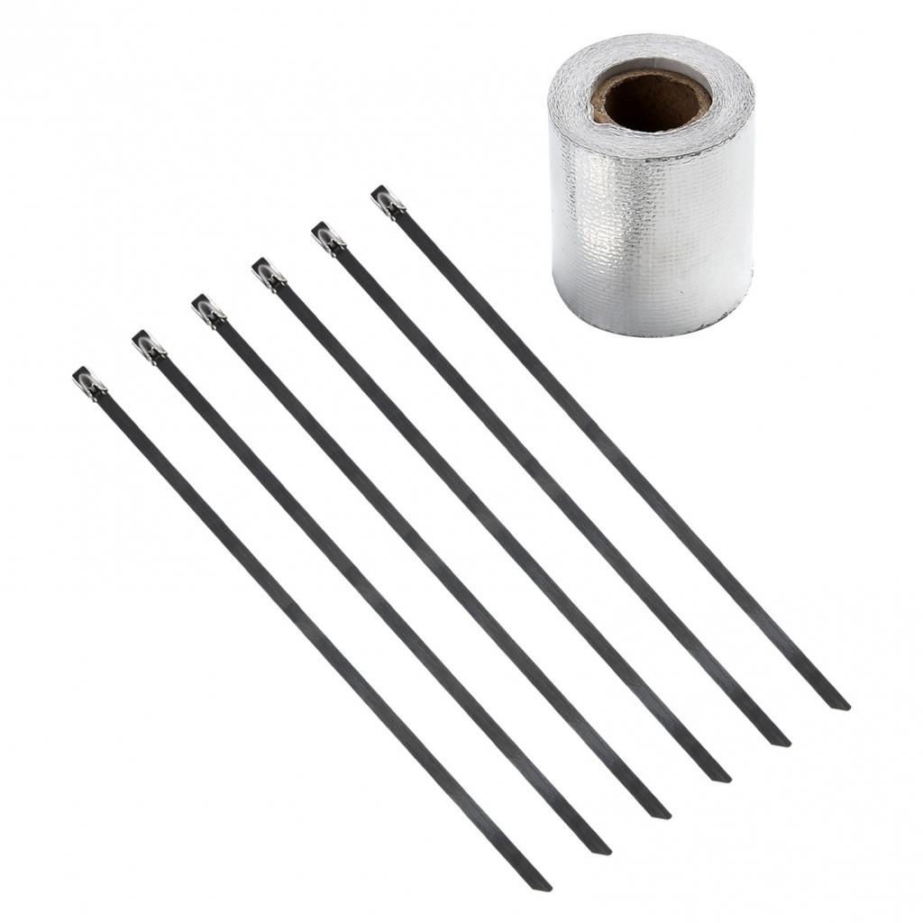 Auspuffrohr-Isolierband 5M*5cm 6 Kabelbinder Aluminiumfolie Silber