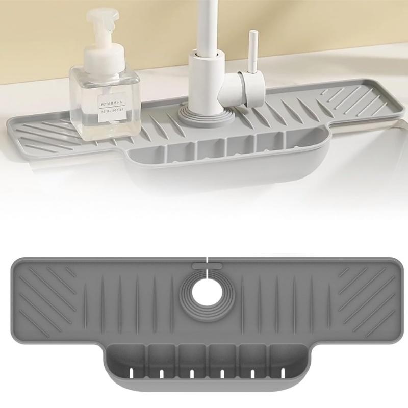 

New Silicone Faucet Mat Kitchen Sink Accessories Splash Guard for Sink Faucet Absorbent for Kitchen Counter Wash Basin сірий