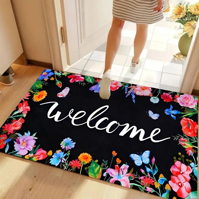 Modern Golden Sunflower Anti Slip Door Mat Sponge Floor Mat Easy To Clean Decorative Mat Entrance Bedroom Dining Room Carpet