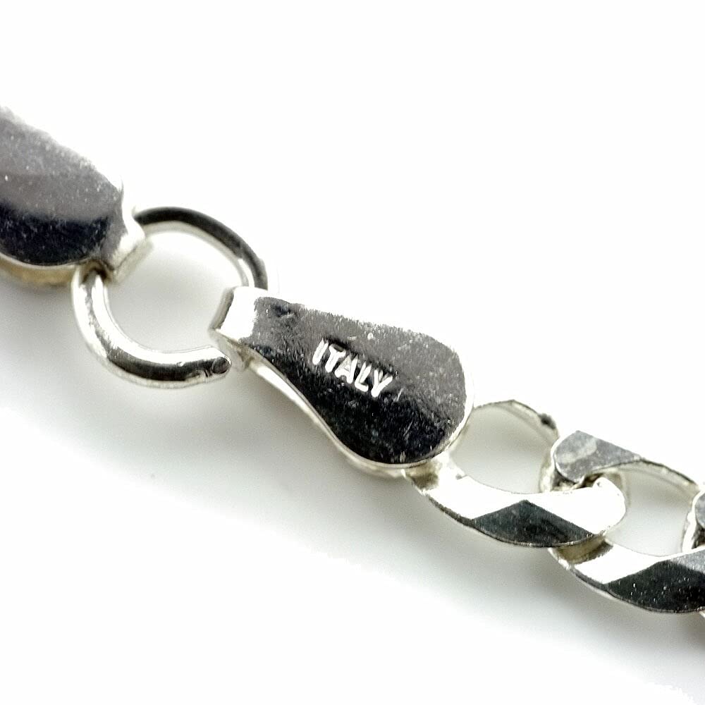 Si Kihei Kolye Gümüş Kesim Genişlik 5mm Kalınlık 55cm İtalya'da Üretilmiştir 925 Gümüş [Gümüş Bir] [6 taraflı 1mm Ayar] Erkek