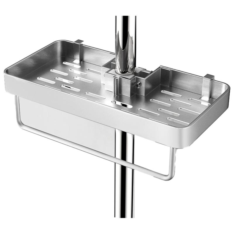 Good-Aluminum Shower Shelf With Towel Rack, No-Drill Bathroom Organizer, Shampoo And Shower Gel Storage Rack