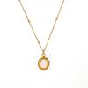 Style Geometric Cat Eye Stone Necklace For Women With Stainless Steel Chain