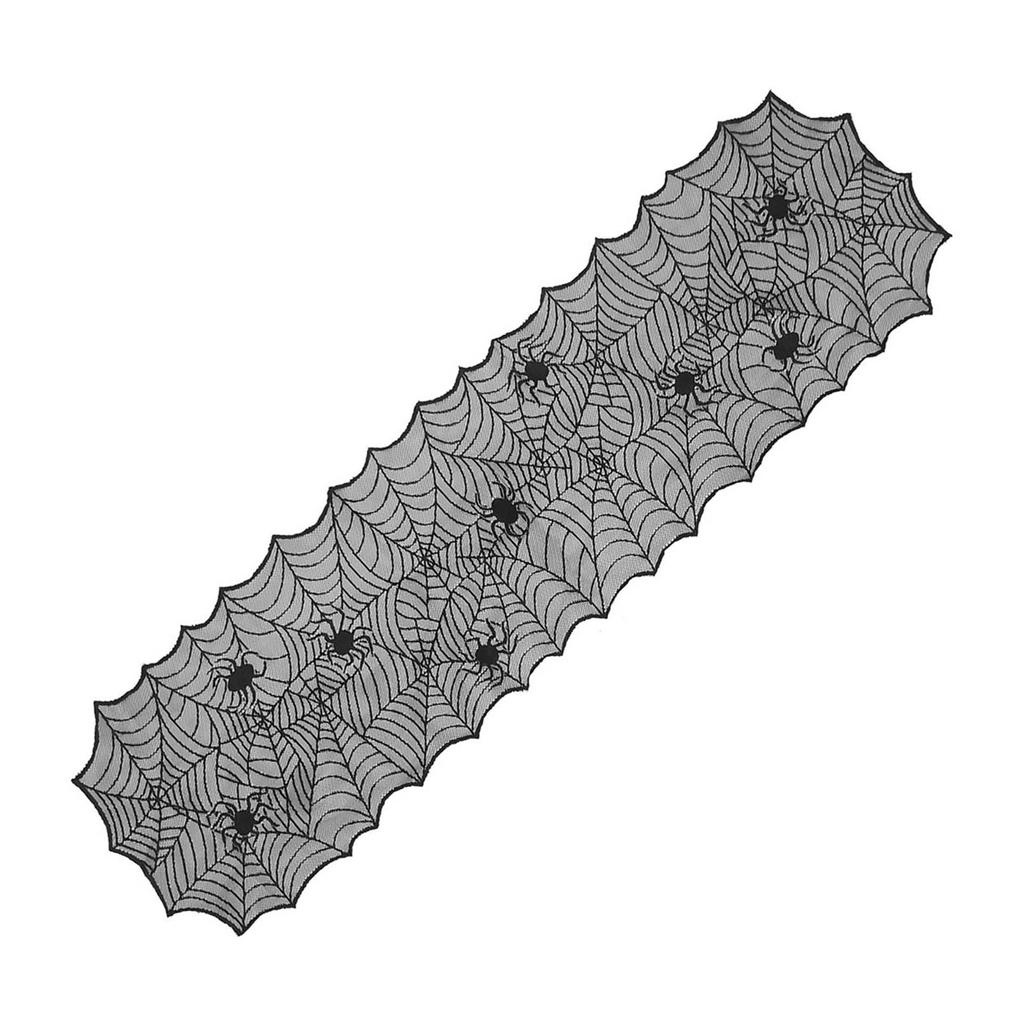 Halloween Lace Tablecloth Black Spider Web Table Runner Rectangular Table Runner Home Halloween Celebrations Decor