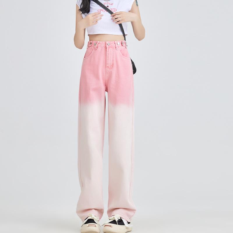 

Новые джинсы с высокой талией, розовые повседневные брюки для женщин XL розовый