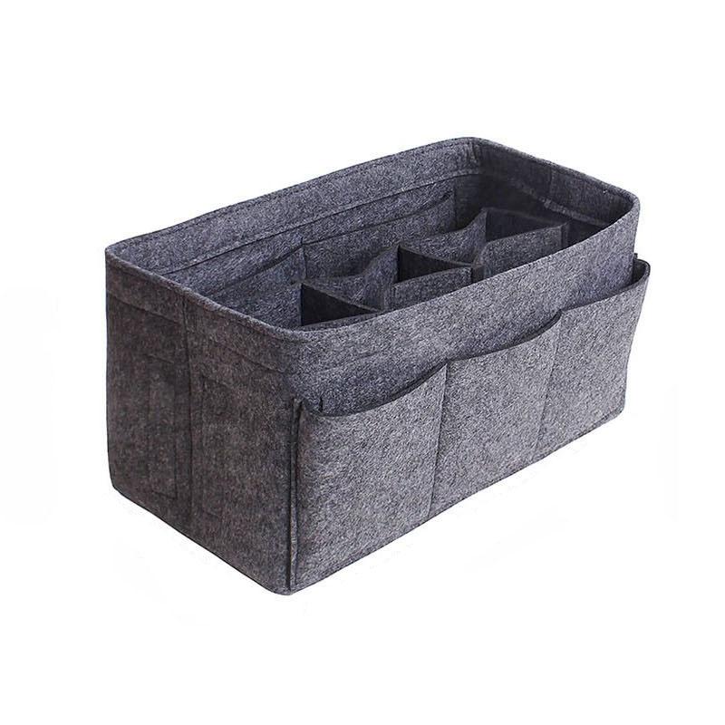 Women Fashion Felt Cloth Inner Bag Fits In Insert Handbag Multi-Pockets Cosmetic Bags Storage And Personal Belongings Organizer
