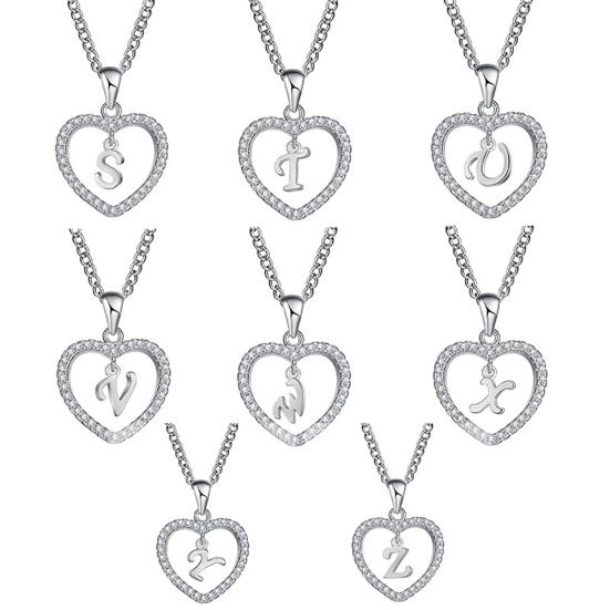 Concise Heart Alphabet Hollowed Jewelry Neck Unisex Necklace Chain Pendant Decor