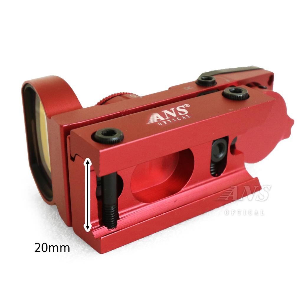 ANS Optical Lightweight Open Dot Sight with Red Multi-Reticle, 4 Shapes, 7 Red Levels, and Ruby Lens for Airsoft