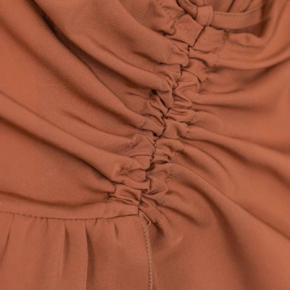 Gonna midi da donna a vita alta, vestibilità regolare, elegante, tinta unita, con coulisse, arricciata, con volant, orlo asimmetrico