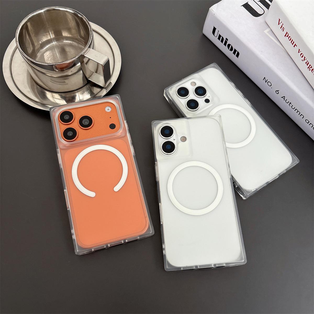

Square Frosted Magnetic Transparent Phone Case for iPhone 14/13/12 and Apple 17/16/15 PROMAX iPhone 13