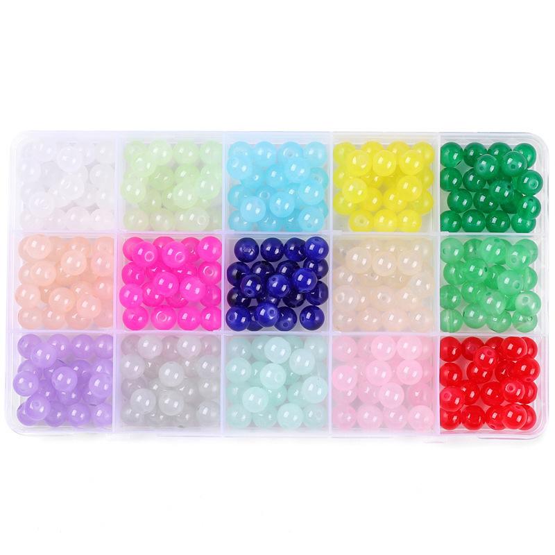 Diy Glass Set Bracelet Bracelet 8Mm Glass Jelly Double-Spell Round Bead Set Box Material Beads