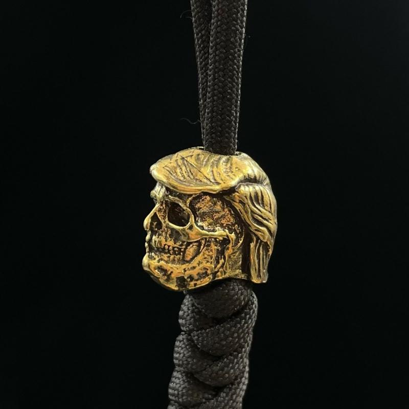 Brass Skull Charm Skull Jewelry Pendant Bead Charm Lanyard Bead Brass Texture Suitable for Bracelets and Keychains