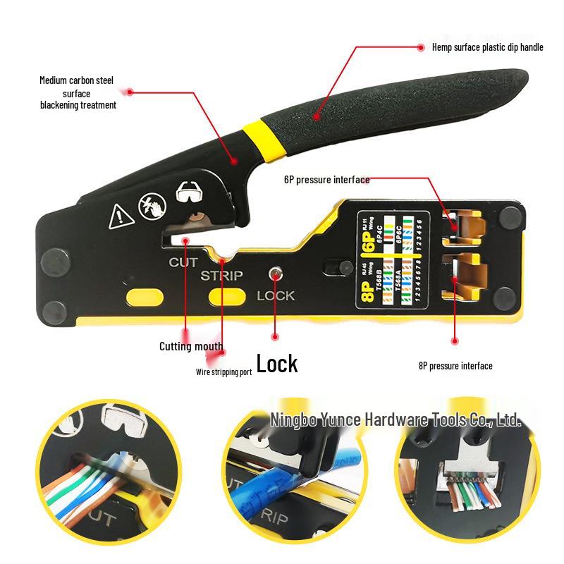 Multifunctional RJ45 Network Cable Crimper & Tester Set for Home Installation