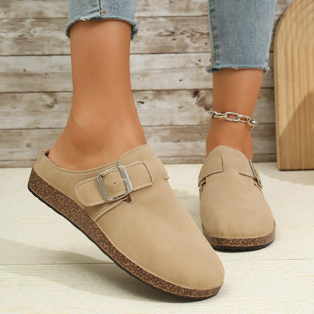 Large size one-pedal Boken slippers women's 2024 autumn and winter new large size bag head half slippers fashion