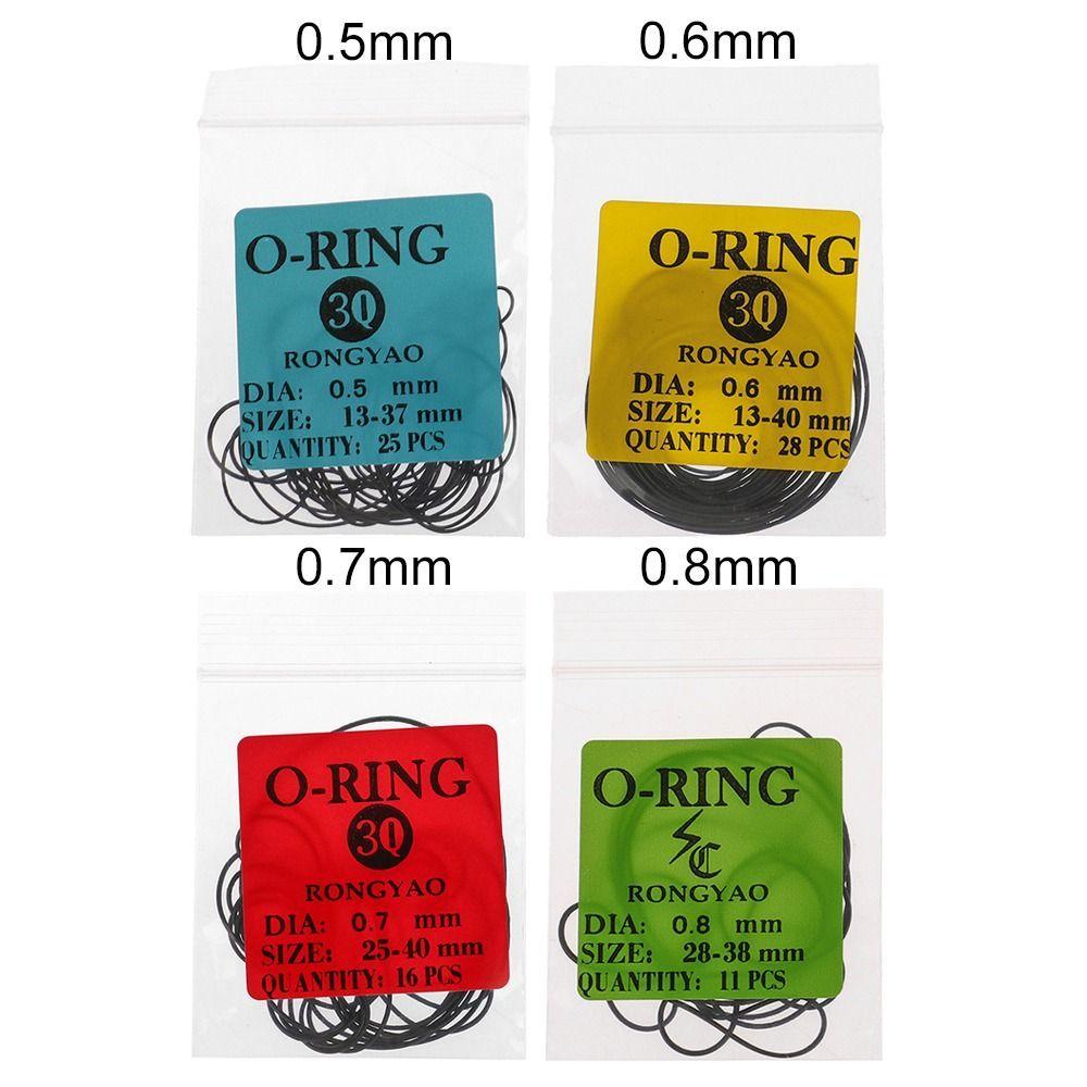1 Packung Uhrenreparaturwerkzeug 0,5/0,6/0,7/0,8 mm Uhr O-Ringe Wasserdichte Gummi-Uhrboden-Dichtungen Hardware-Zubehör