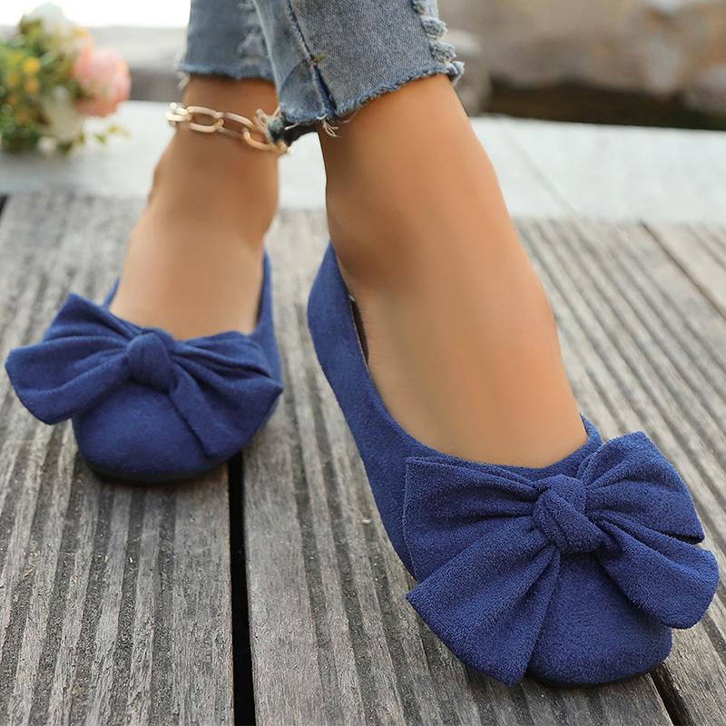 Fashion Lightweight Plus Size 36-43 Flats Shoes Women Faux Suede Non Slip Shoes Woman 2025 Solid Color Bowknot Casual Shoes Ladies