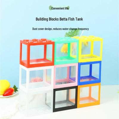 Clear Betta Fish Tank - Mini Building Block Desktop Aquarium