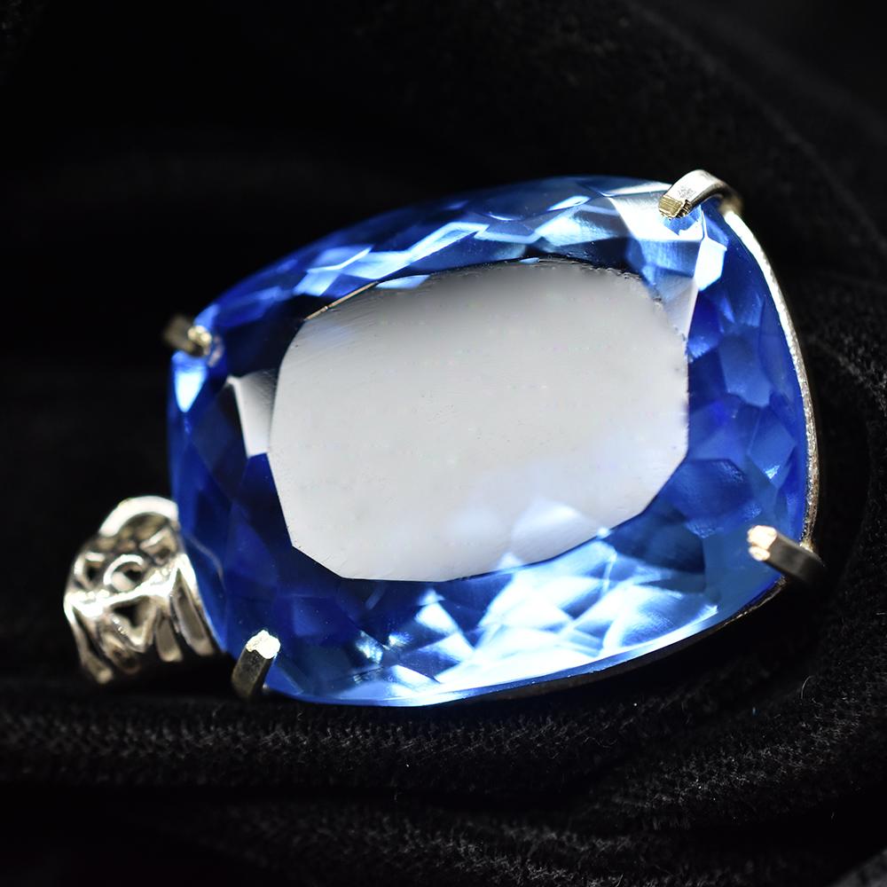 925 Sterling Silver Pendant 113 Ct Cushion Cut Natural Blue Topaz Gift For Dad