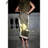 Zaprha 2025 Autumn New Versitile Fashion Print Wrinkle Effect High Waist Midi Skirt 3666165