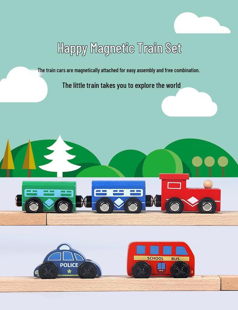 36-Piece Wooden Magnetic Train Track Set - Educational Interlocking Toy