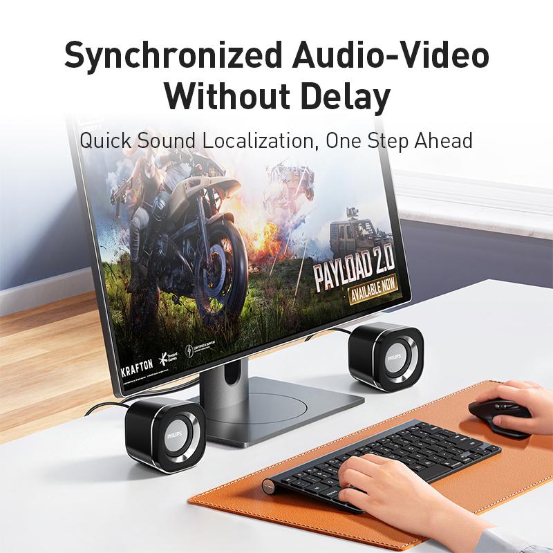 Philips SPA36 Desktop Speaker Dual-channel Stereo Metal Diaphragm Speaker Zero Delay Independent Inline Volume Control