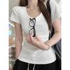 South East Asia U-neck Slim-fit Short-sleeved Women's Summer New Spice Girls Short Slim Top