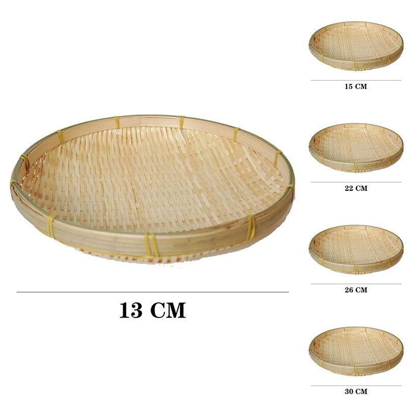 Handmade Weaving  Bamboo Sieve Bamboo Raft Round Dustpan DIY Decorative Fruit Bread Basket Kitchen Storage