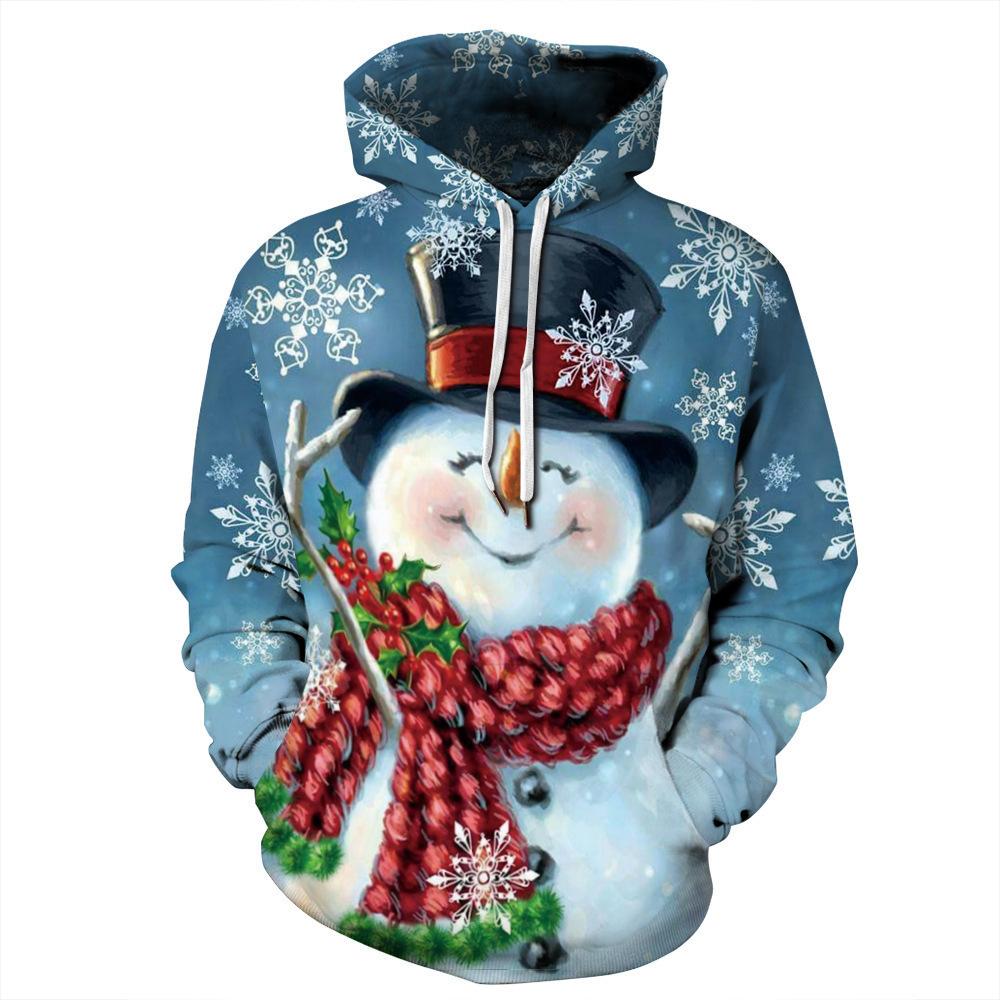 Höst Vinter Stor Julserie Mönster Hoodie Varm Bekväm Herr Julstämning Casual Hoodie
