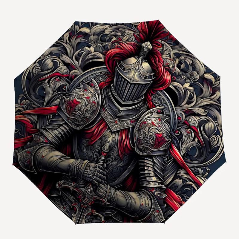

1pc Knight Armor Automatic Open/Close Umbrella Compact Folding Umbrella, All-Season Portable Umbrella for Women/Men F1124044