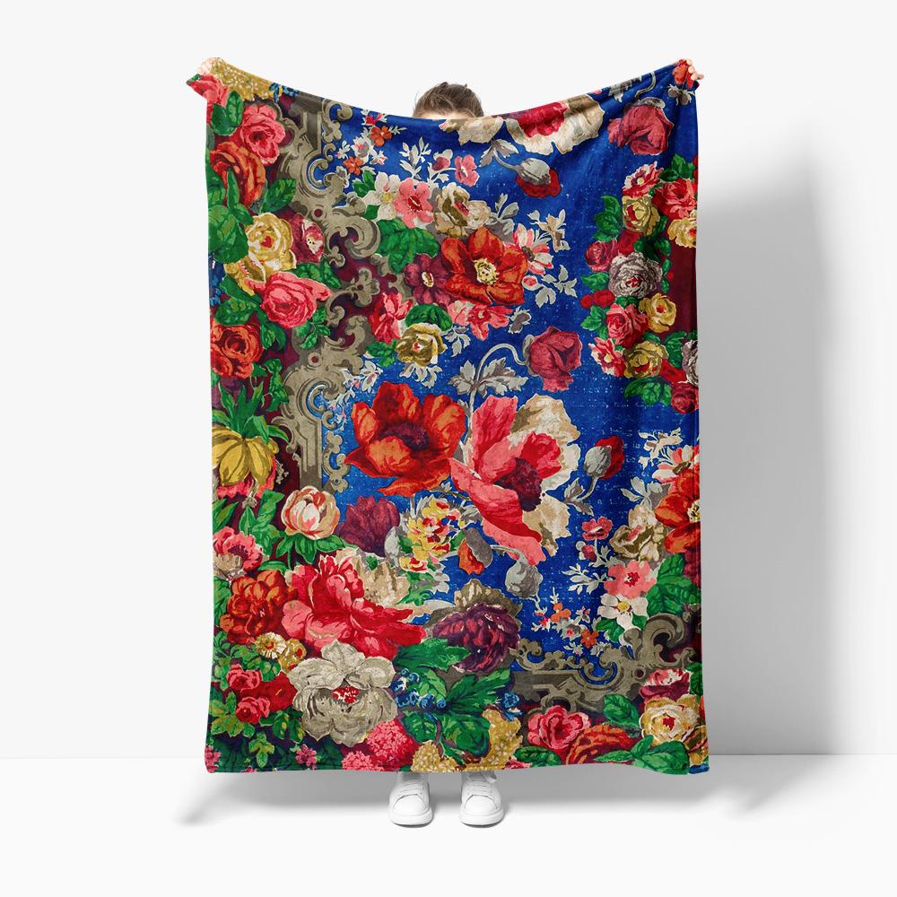 Velvet Throw Blanket Floral Pattern Luxury Soft Warm Sofa Bed Decorative Cushion Cover Home Textile Gift 75X95CM