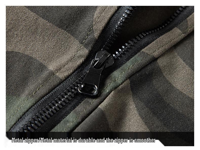 Herren Camouflage Baumwolle Elastischer Arbeitsanzug - Verdickte Schweiß- und Autoreparaturausrüstung für Frühling/Herbst.
