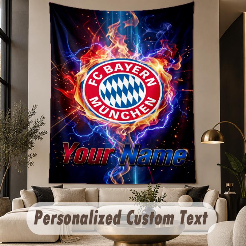 Custom Text Tapestry Bayern Munich Print Wall Tapestry Indoor Living Room Wall Decor