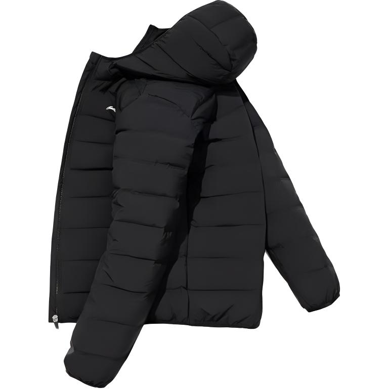 Li-Ning Windproof Warm Hooded Casual Down Jacket Men outerwear Black YYMU143-1