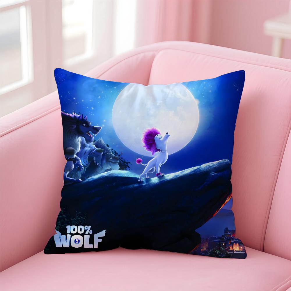 100% W-Wolf Cute Anime Cushion Cover Comfortable Reversible Pillow Cover Ideal For Car Sofa Bedroom & Beyond