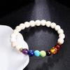 Colorful Lava Stone Beaded Bracelet with Palm and Peach Heart Pendants for Men and Women