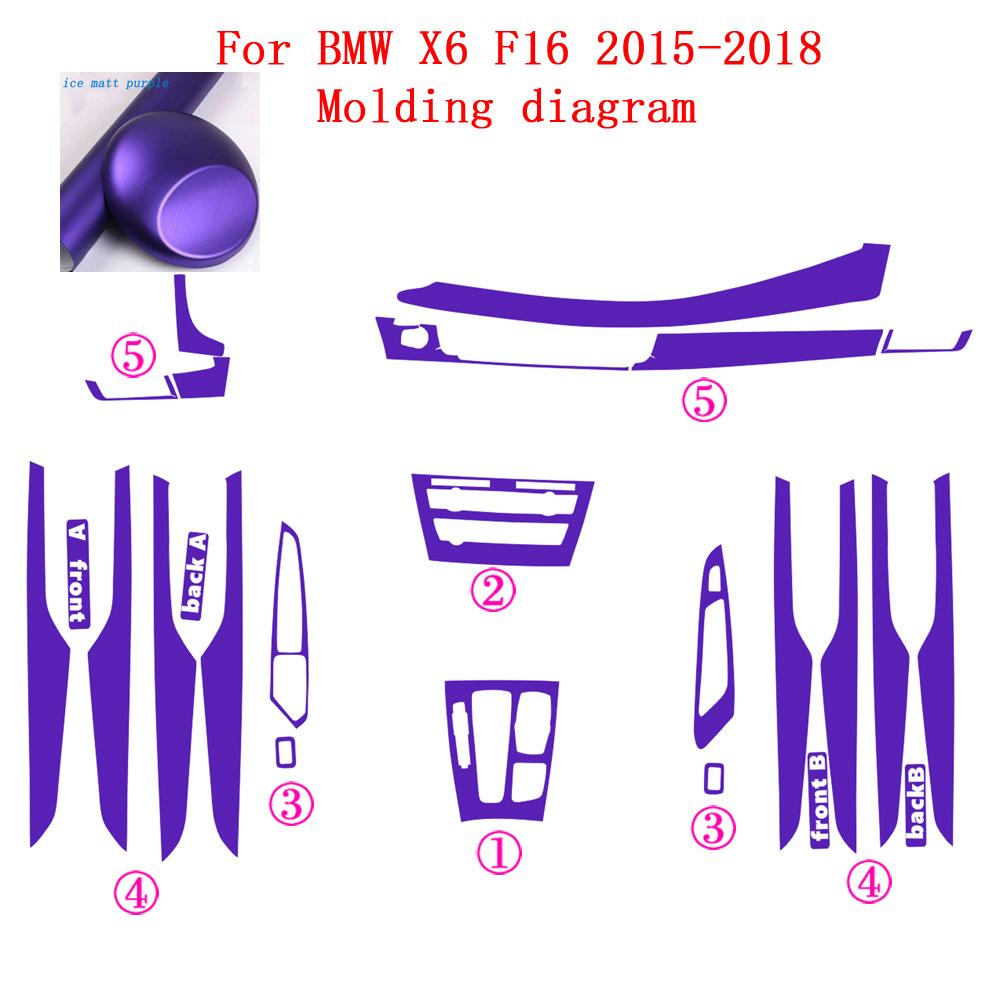 Car-Styling Carbon Fiber Car Interior Center Console Color Change Molding Sticker Decals For BMW X6 F16 2015-2018