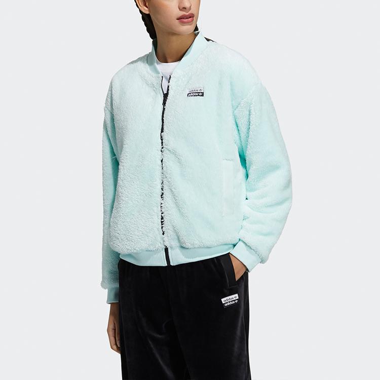 Adidas Originals Reversible Sherpa Warm Sports Bomber Jacket Women Jackets Ice-Mint-Green GU5799