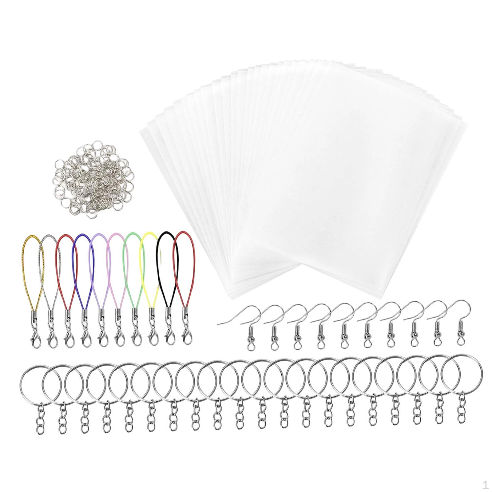 

Shrink Sheet with Keyring Heat Sheets Open Iron Ring for Earring Findings Jewelry Making