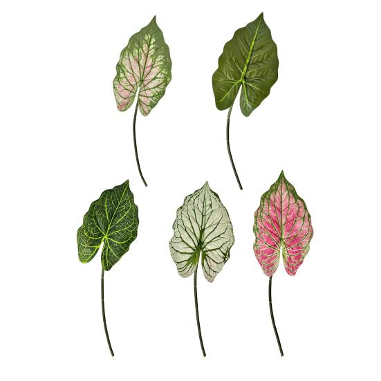 Artificial Alocasia Leaf Faux Greenery Plants Stem Realistic Fake Tropical Leaves for DIY Wedding Centerpiece Flower Arrangement Home Vase Decor